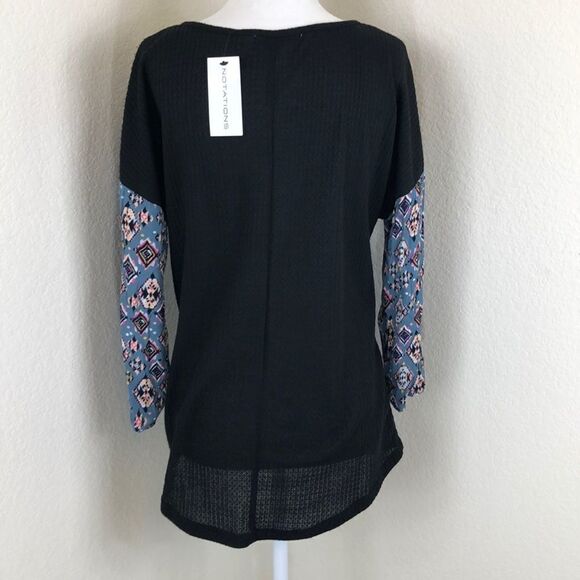 Notations Black Twist Front Split V Neck Top NWT Size S - Picture 7 of 9